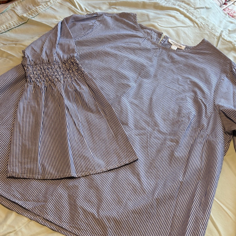 beachlunchlounge Blue and White Striped Blouse